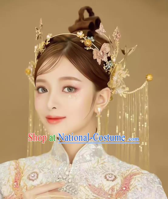 Chinese Traditional Hanfu Golden Cranes Hair Clasp Tassel Hairpins Ancient Princess Hair Accessories for Women