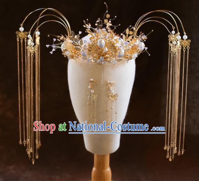 Chinese Ancient Phoenix Coronet Hairpins Bride Headdress Traditional Wedding Hair Accessories for Women