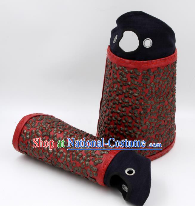 Chinese Traditional Ming Dynasty Red Wrist Guard Ancient Swordsman Armband for Men