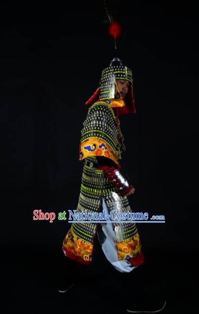 Chinese Traditional Ming Dynasty General Argent Body Armor Ancient Swordsman Costumes for Men