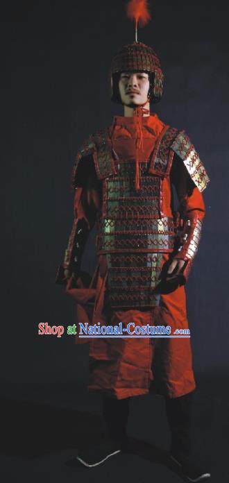 Chinese Traditional Qin Dynasty General Body Armor Ancient Swordsman Costumes for Men