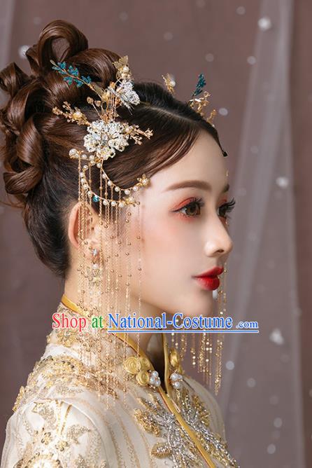 Chinese Traditional Hanfu Butterfly Flowers Hair Clasp Tassel Hairpins Ancient Princess Hair Accessories for Women