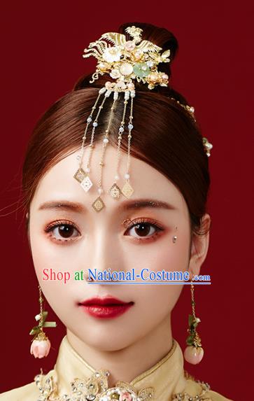 Chinese Traditional Hanfu Golden Phoenix Hair Clip Ancient Bride Hair Accessories for Women