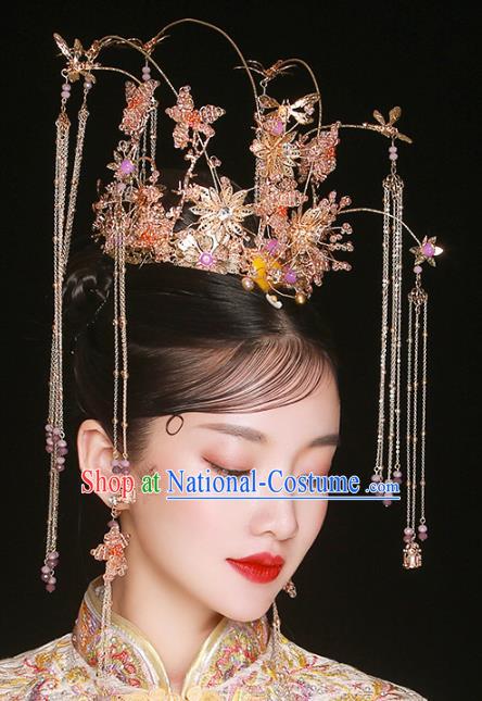 Chinese Wedding Headdress Deluxe Phoenix Coronet Traditional Ancient Bride Hair Accessories for Women