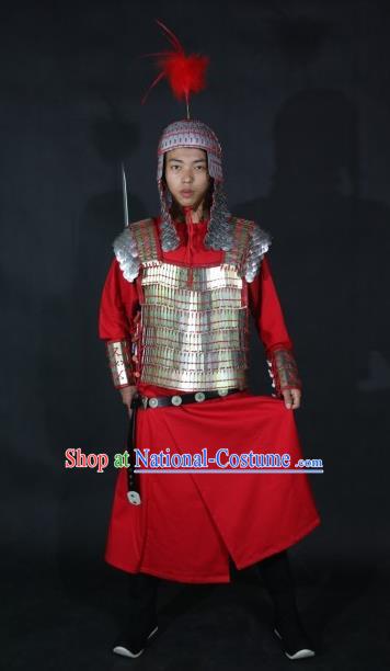 Chinese Traditional Tang Dynasty General Body Armor Ancient Soldier Swordsman Costumes for Men