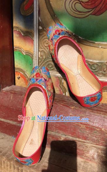 Asian India Traditional Beading Red Shoes Indian Handmade Shoes for Women