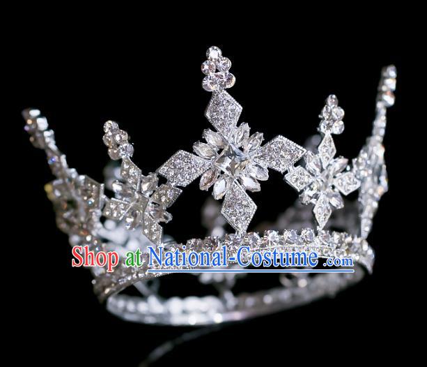 Top Grade Baroque Princess Crystal Round Royal Crown Wedding Queen Hair Accessories for Women