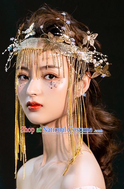 Top Grade Baroque Golden Tassel Hair Clasp Wedding Bride Hair Accessories for Women