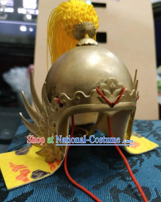 Chinese Traditional Tang Dynasty General Golden Helmet Ancient Soldier Hat Headwear for Men