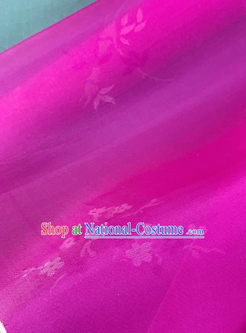 Chinese Traditional Classical Orchid Pattern Design Rosy Silk Fabric Asian Hanfu Material