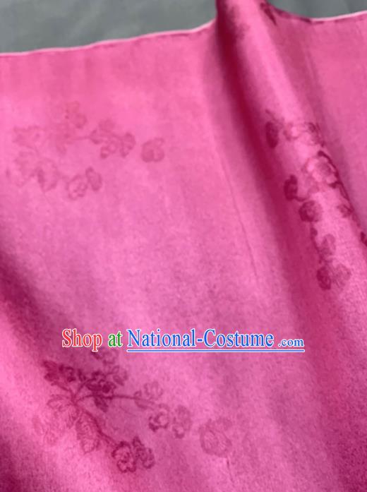 Chinese Traditional Classical Plum Blossom Pattern Design Peach Pink Silk Fabric Asian Hanfu Material