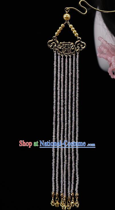 Traditional Chinese Handmade Long Tassel Golden Hairpins Headdress Ancient Hanfu Hair Accessories for Women