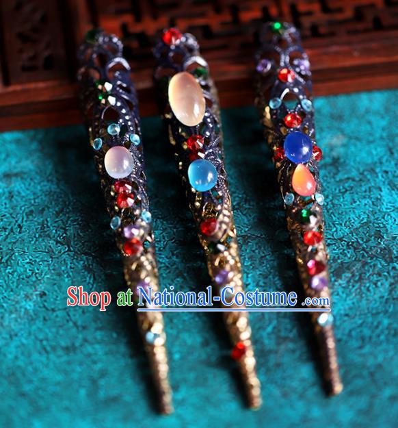 Traditional Chinese Qing Dynasty Empress Nail Wraps Ancient Handmade Fingernail Gems Accessories for Women