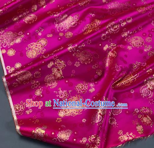 Chinese Classical Chrysanthemum Pattern Design Rosy Silk Fabric Asian Traditional Hanfu Brocade Material