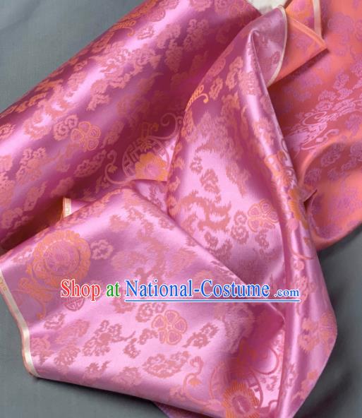 Chinese Classical Longevity Pattern Design Pink Silk Fabric Asian Traditional Hanfu Brocade Material