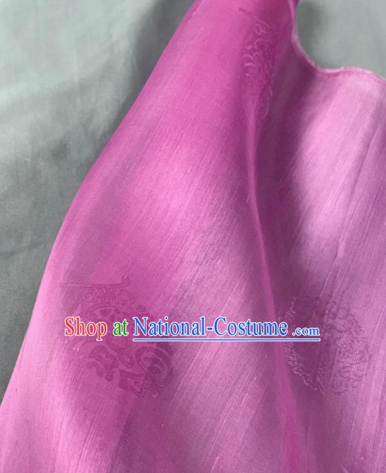 Chinese Classical Round Pattern Design Lilac Silk Fabric Asian Traditional Hanfu Brocade Material