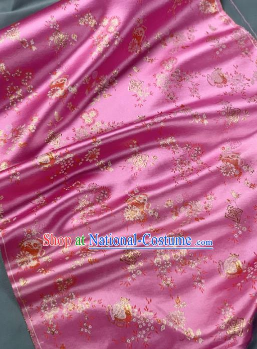 Chinese Classical Flowers Pattern Design Pink Silk Fabric Asian Traditional Hanfu Brocade Material