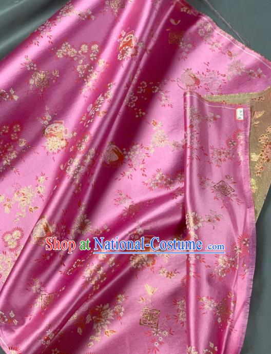 Chinese Classical Flowers Pattern Design Pink Silk Fabric Asian Traditional Hanfu Brocade Material