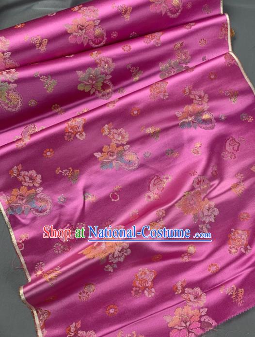 Chinese Classical Peony Flowers Pattern Design Pink Silk Fabric Asian Traditional Hanfu Brocade Material