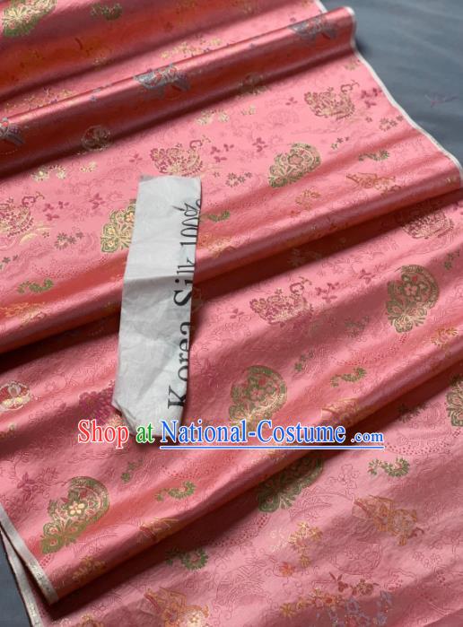 Chinese Classical Plum Blossom Pattern Design Orange Silk Fabric Asian Traditional Hanfu Brocade Material