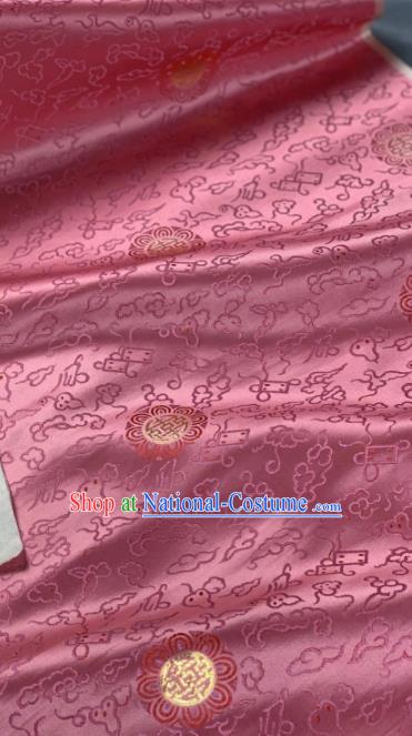 Chinese Classical Clouds Pattern Design Pink Silk Fabric Asian Traditional Hanfu Brocade Material