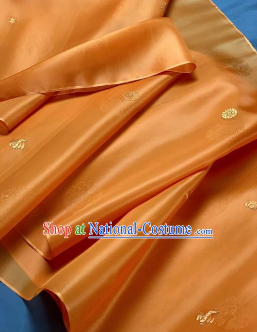 Chinese Classical Embroidered Pattern Design Orange Silk Fabric Asian Traditional Hanfu Material