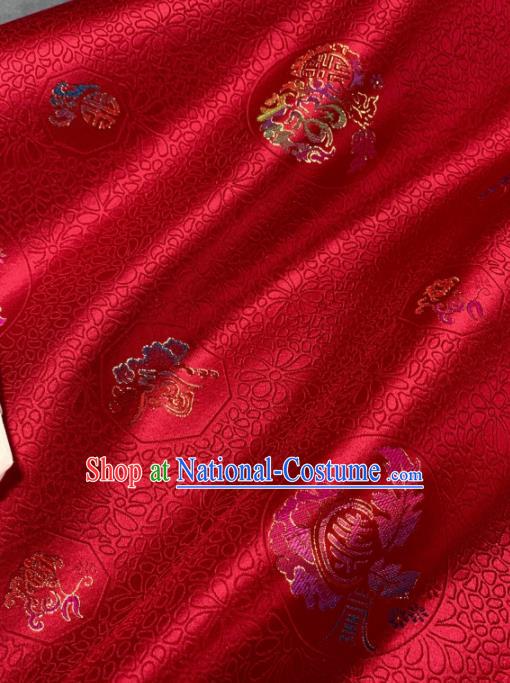 Chinese Classical Longevity Chrysanthemum Pattern Design Red Silk Fabric Asian Traditional Hanfu Brocade Material