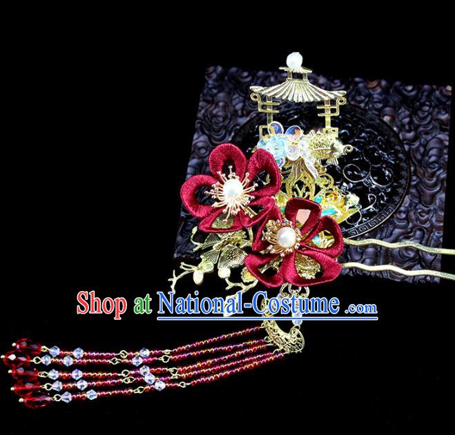 Traditional Chinese Handmade Palace Tassel Hairpin Headdress Ancient Hanfu Hair Accessories for Women