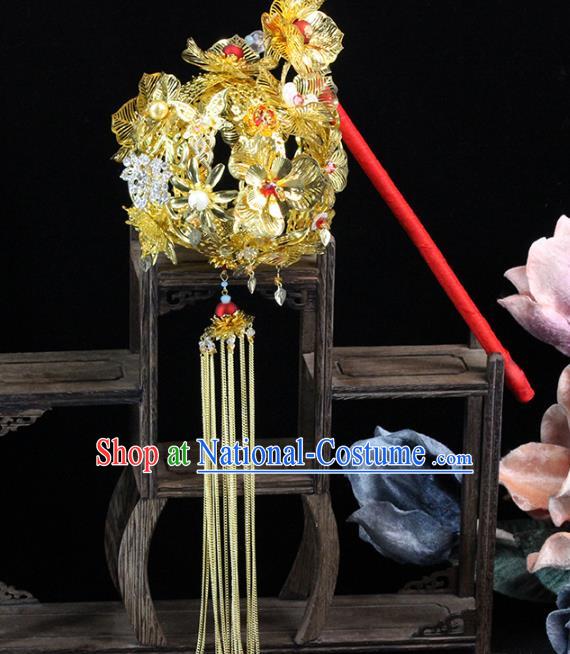 Traditional Chinese Wedding Prop Golden Lantern Ancient Bride Handmade Accessories for Women