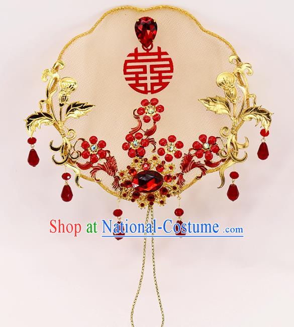 Traditional Chinese Handmade Round Fans Ancient Hanfu Wedding Palace Fan for Women