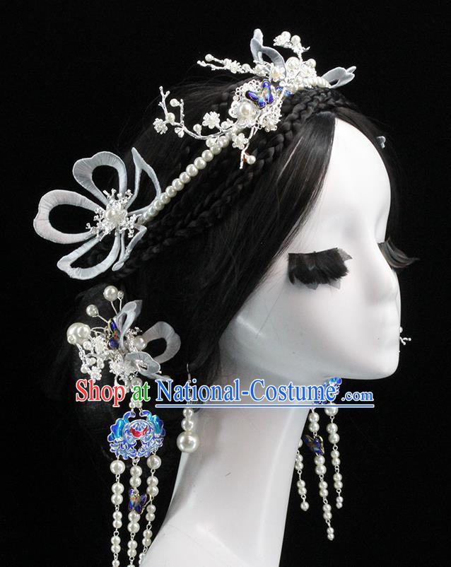 Traditional Chinese Wedding Hair Clasp Tassel Hairpins Headdress Ancient Bride Hair Accessories for Women