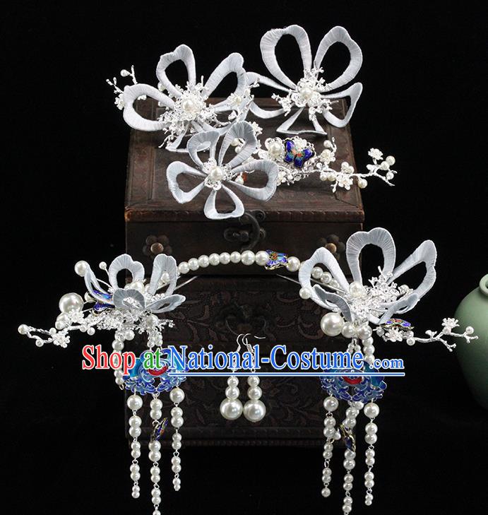 Traditional Chinese Wedding Hair Clasp Tassel Hairpins Headdress Ancient Bride Hair Accessories for Women