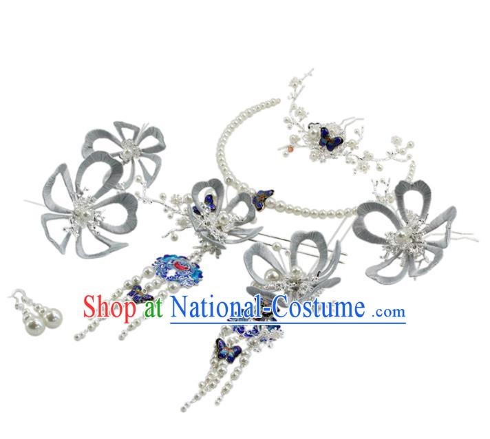 Traditional Chinese Wedding Hair Clasp Tassel Hairpins Headdress Ancient Bride Hair Accessories for Women