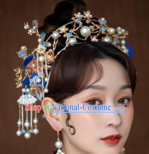 Traditional Chinese Wedding Hair Crown Hairpin Headdress Ancient Queen Hair Accessories for Women