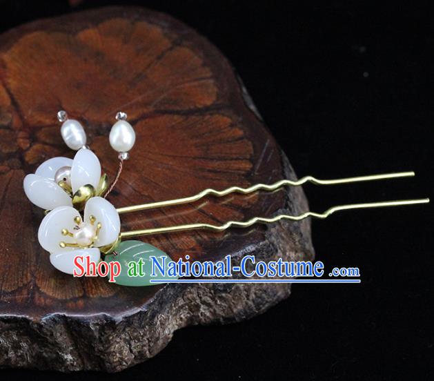 Traditional Chinese Handmade Jasmine Flower Hairpins Headdress Ancient Hanfu Hair Accessories for Women