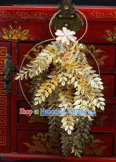 Traditional Chinese Wedding Golden Bridal Bouquet Ancient Bride Handmade Accessories for Women