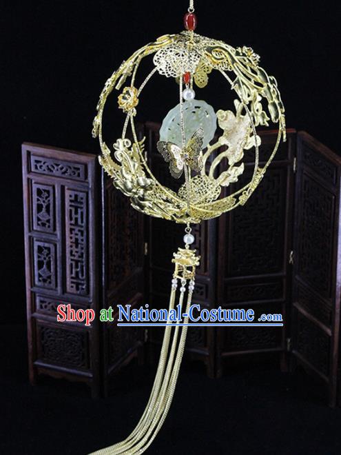 Traditional Chinese Wedding Jade Portable Lantern Handmade Bride Accessories for Women