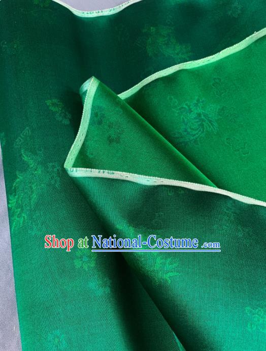 Chinese Traditional Classical Pattern Design Deep Green Silk Fabric Asian Hanfu Material