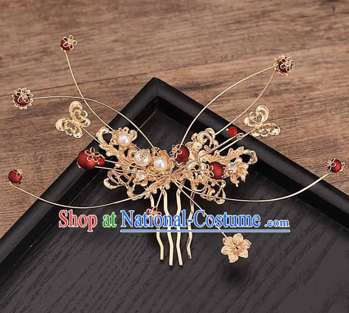 Traditional Chinese Bride Hair Comb Tassel Hairpins Headdress Ancient Wedding Hair Accessories for Women