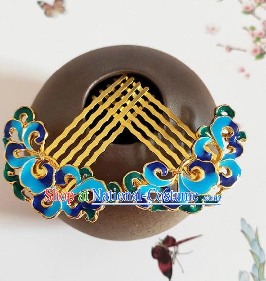 Traditional Chinese Little Blueing Hair Comb Headdress Ancient Court Hair Accessories for Women