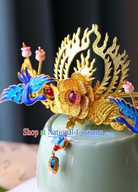 Traditional Chinese Ming Dynasty Cloisonne Hairpins Headdress Ancient Court Hair Accessories for Women