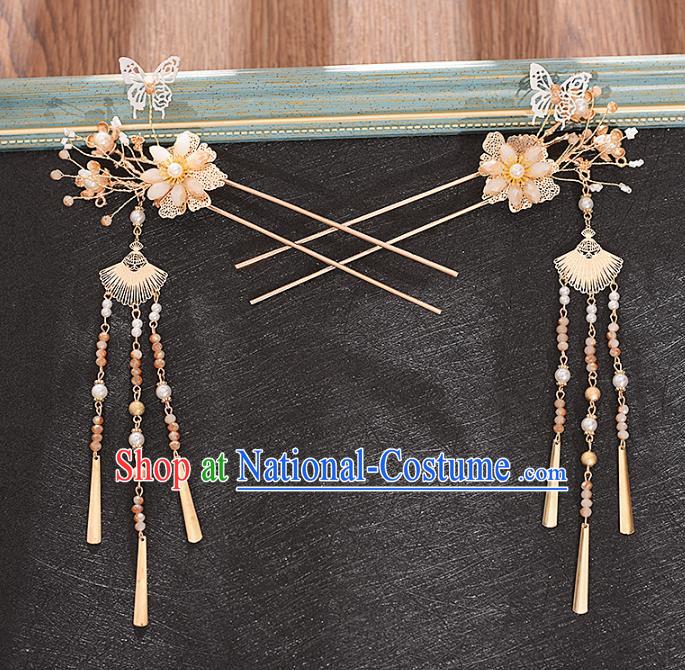 Traditional Chinese Bride Pearls Hair Comb and Tassel Hairpins Headdress Ancient Wedding Hair Accessories for Women