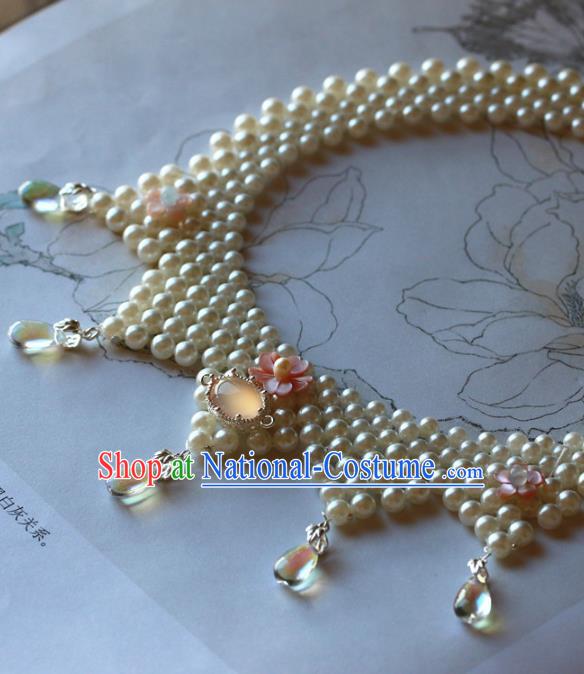 Traditional Chinese Handmade Necklace Ancient Hanfu Pearls Necklet Accessories for Women