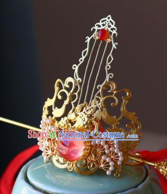 Traditional Chinese Golden Hairdo Crown and Hairpin Headdress Ancient Swordsman Hair Accessories for Men