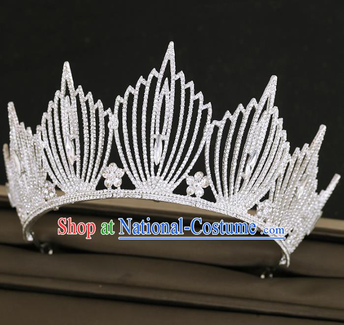 Top Grade Princess Crystal Royal Crown Handmade Baroque Bride Hair Accessories for Women