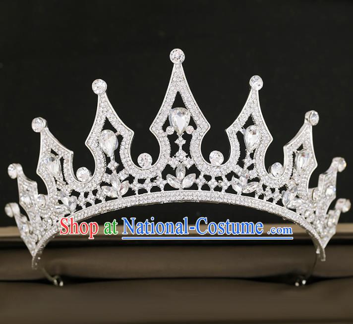 Top Grade Baroque Princess Crystal Royal Crown Handmade Wedding Bride Hair Accessories for Women