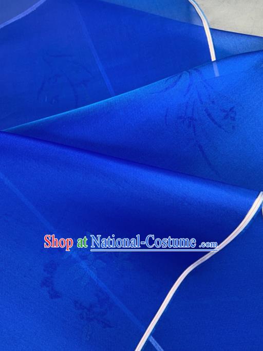 Chinese Traditional Orchid Pattern Design Royalblue Silk Fabric Asian Hanfu Material