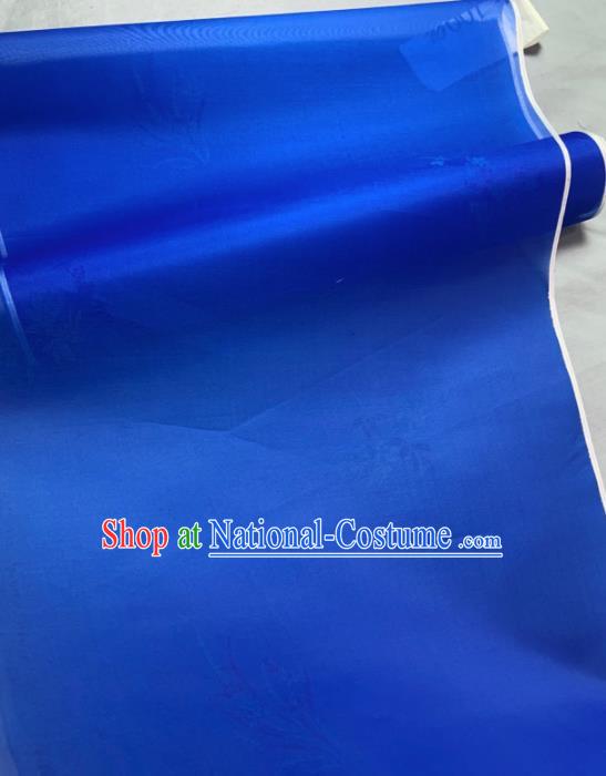 Chinese Traditional Orchid Pattern Design Royalblue Silk Fabric Asian Hanfu Material