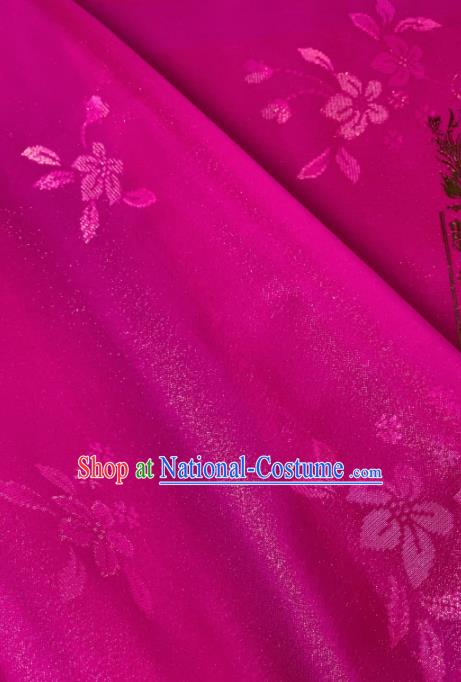 Chinese Traditional Classical Flowers Pattern Design Rosy Silk Fabric Asian Hanfu Material