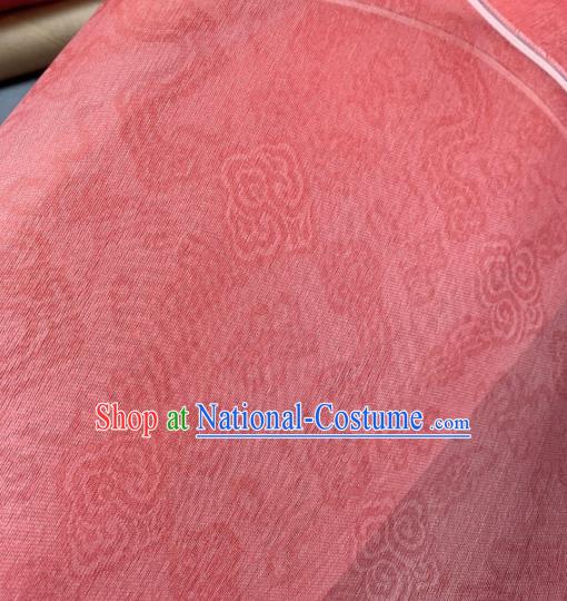 Chinese Traditional Classical Clouds Pattern Design Peach Pink Silk Fabric Asian Hanfu Material